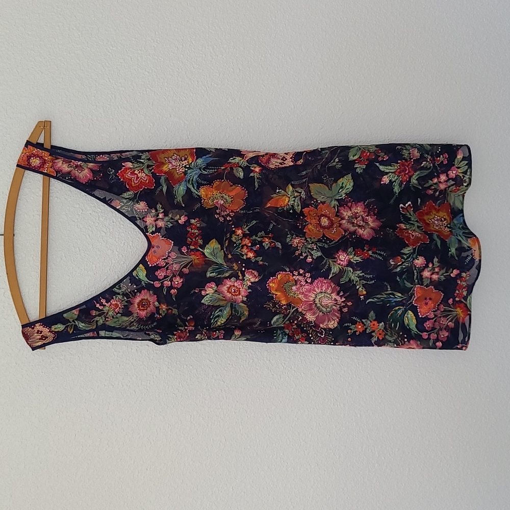 Vintage gold label Victoria's Secret nightie floral blue med.
